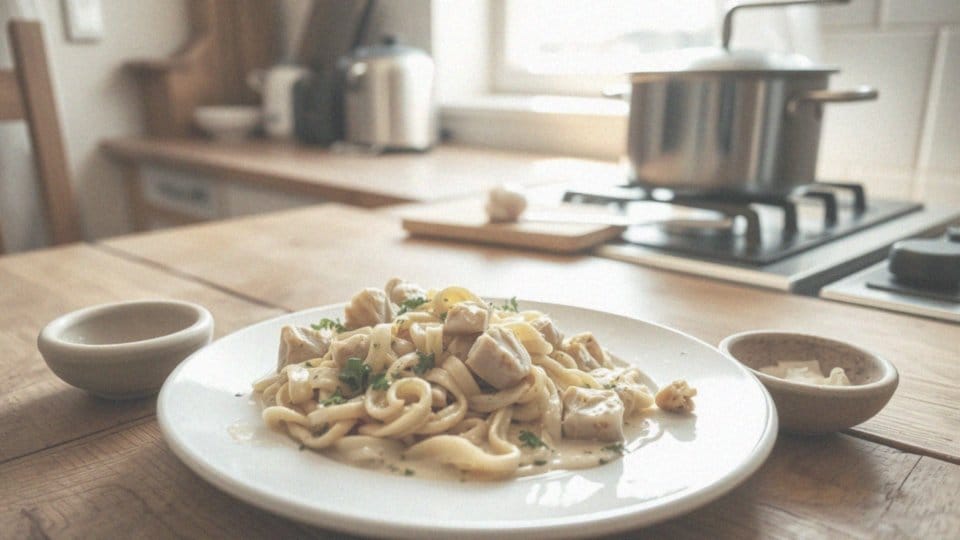 Jak przygotować makaron z sosem z pieczonego kurczaka?