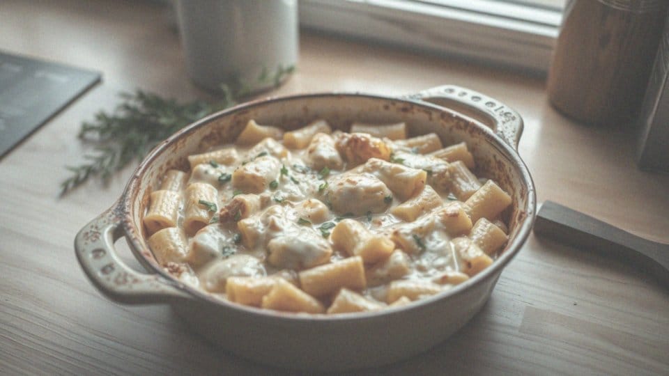 Jak długo piec zapiekankę makaronową z kurczakiem w sosie śmietanowo-serowym?